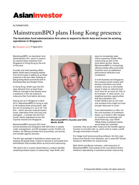 MainstreamBPO plans Hong Kong presence